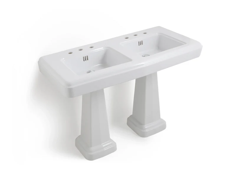 Lavabo Doble Grande con Doble Pedestal Fifties Vintage | Balneo Toscia 130cm
