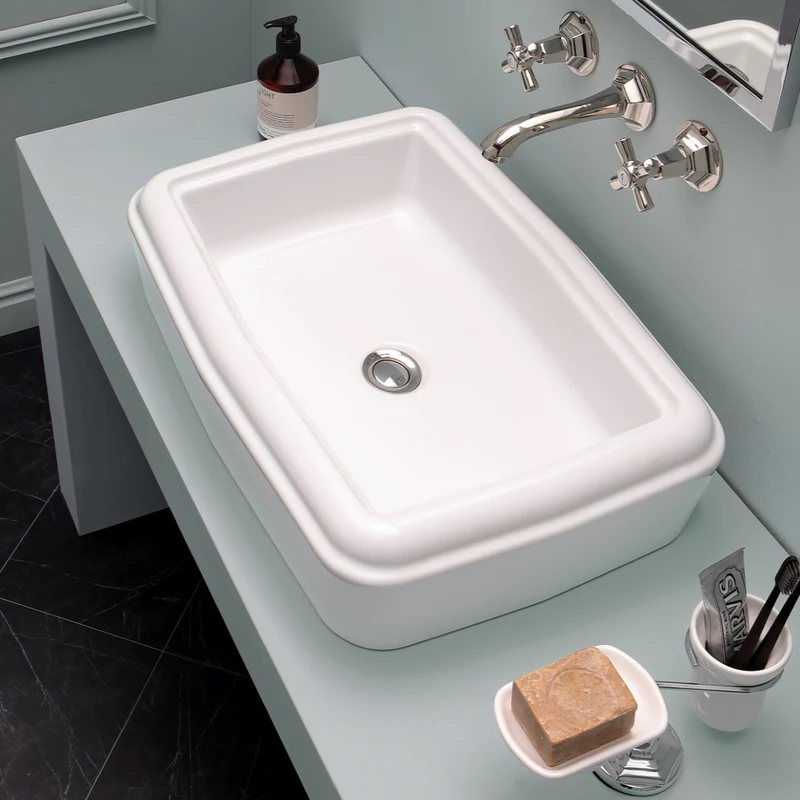 Lavabo Rectangular Sobreencimera Fifties Vintage | Cerámica Italiana Balneo Toscia