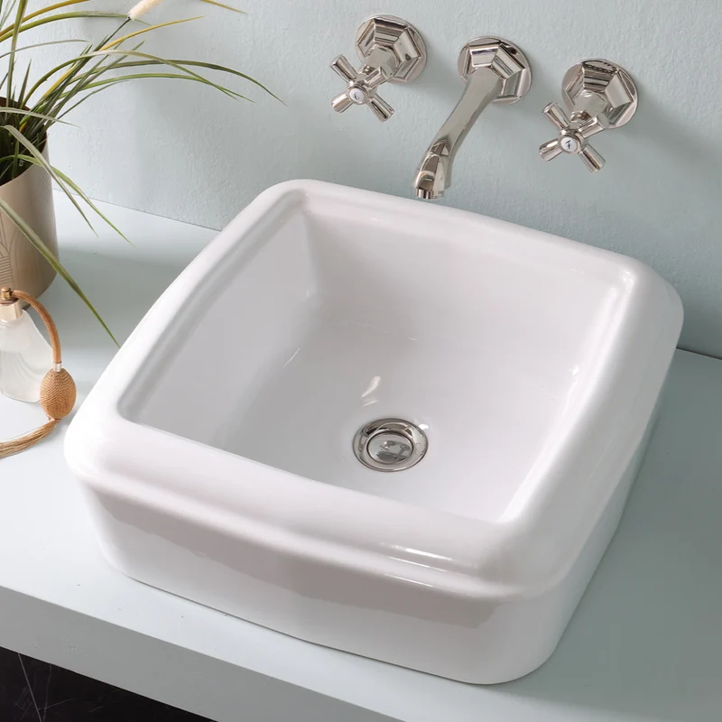 Lavabo Cuadrado Sobreencimera Fifties Vintage | Cerámica Italiana Balneo Toscia