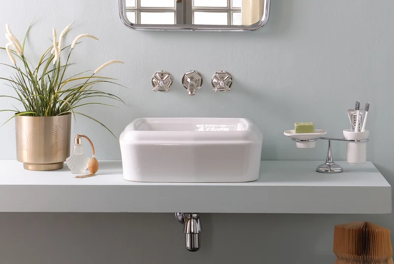 Lavabo Cuadrado Sobreencimera Fifties Vintage | Cerámica Italiana Balneo Toscia