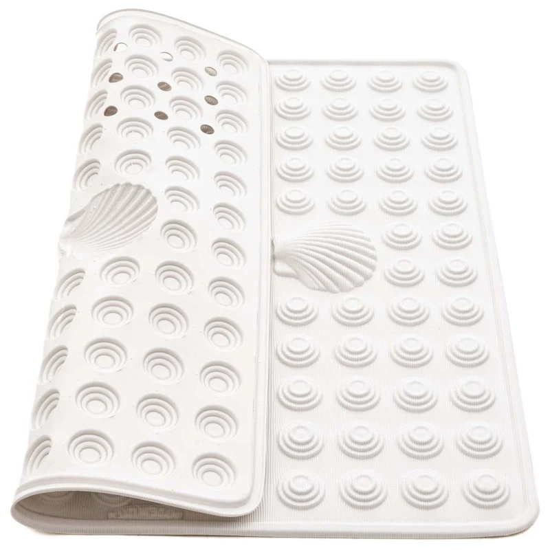 Tatkraft Shell - Alfombra de Ducha Antideslizante, 48x48 cm, Resistente al Moho, Lavable a máquina, fabricada en Italia, Color Blanco