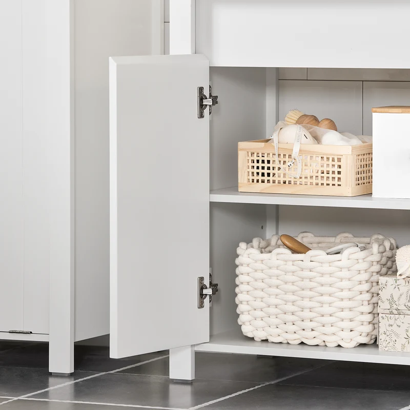 SoBuy BZR101-W Mueble para Debajo del Lavabo 2 Puertas 60 x 34 x 65,5 cm