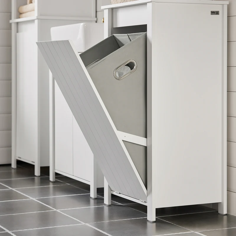 SoBuy BZR100-W Cesto para Ropa Sucia con 1 Cesto Blanco