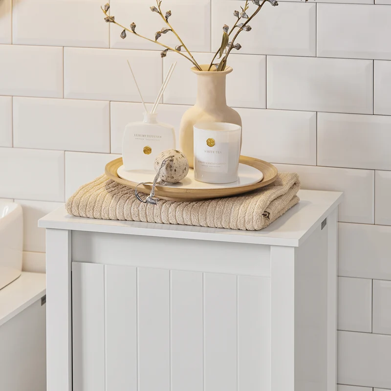 SoBuy BZR100-W Cesto para Ropa Sucia con 1 Cesto Blanco