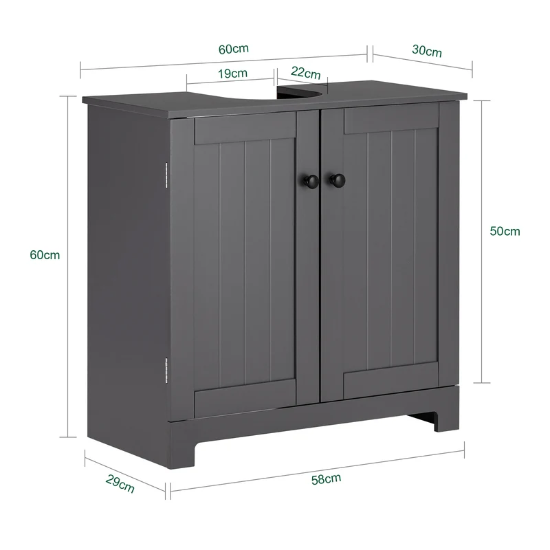 SoBuy BZR18-II-DG Mueble para Debajo del Lavabo Gris