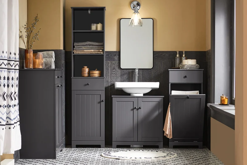 SoBuy BZR18-II-DG Mueble para Debajo del Lavabo Gris