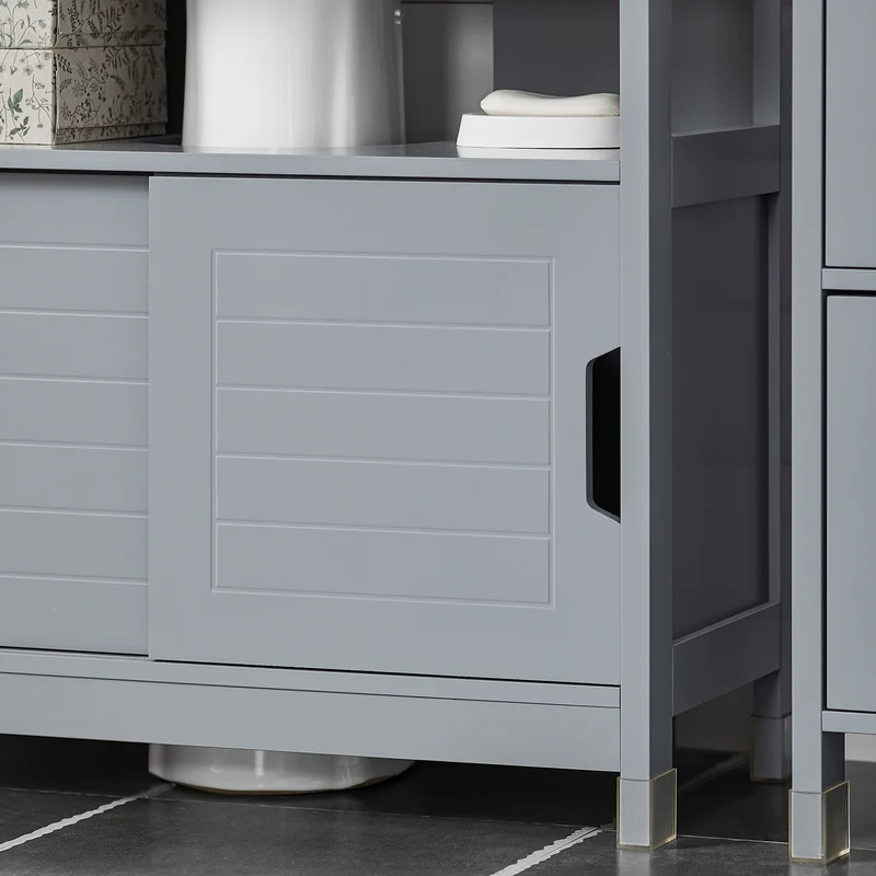 SoBuy FRG128-II-SG Mueble para Debajo del Lavabo 1 Estante y 2 Puertas Correderas