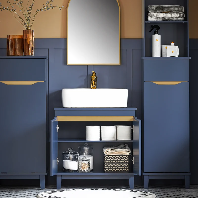 SoBuy BZR113-B Armario para Debajo del Lavabo 2 Puertas Azul