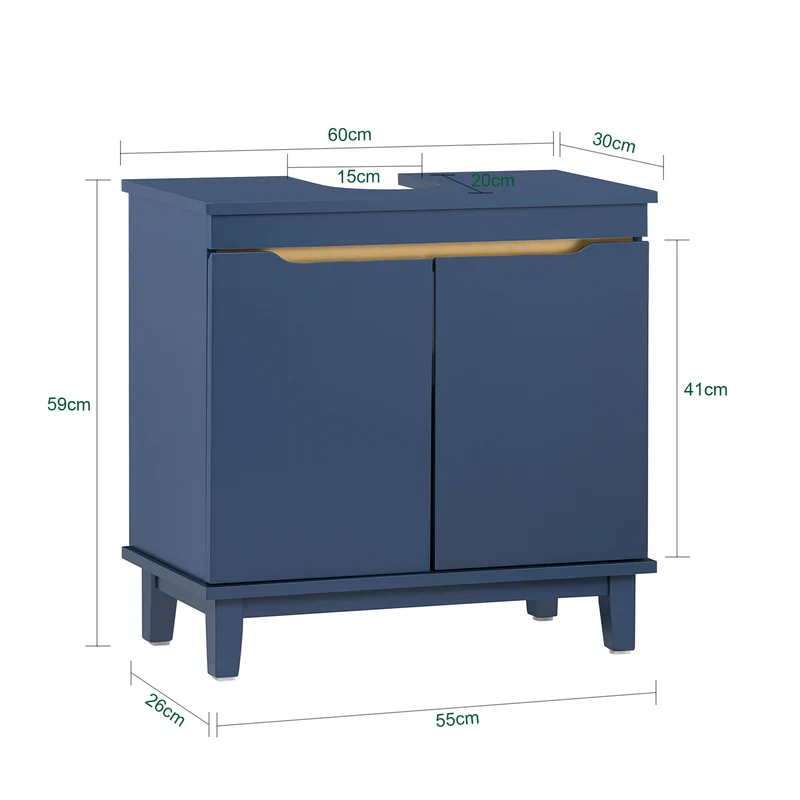 SoBuy BZR113-B Armario para Debajo del Lavabo 2 Puertas Azul