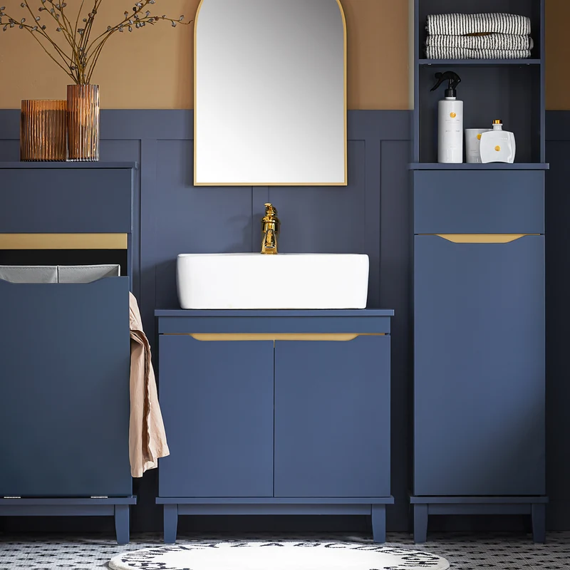 SoBuy BZR113-B Armario para Debajo del Lavabo 2 Puertas Azul