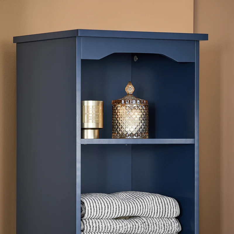 SoBuy BZR112-B Armario Alto para Baño con 3 Estantes 1 Puerta y 1 Cajón Azul