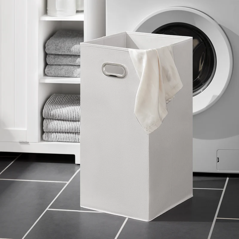 SoBuy BZR105-W Armario de Baño con 1 Cesto para Colada y 3 estantes
