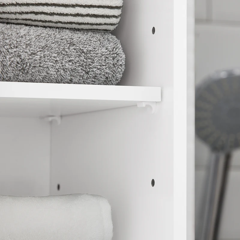 SoBuy BZR109-W Armario Alto de Baño con 1 Cesto y 1 Cajón