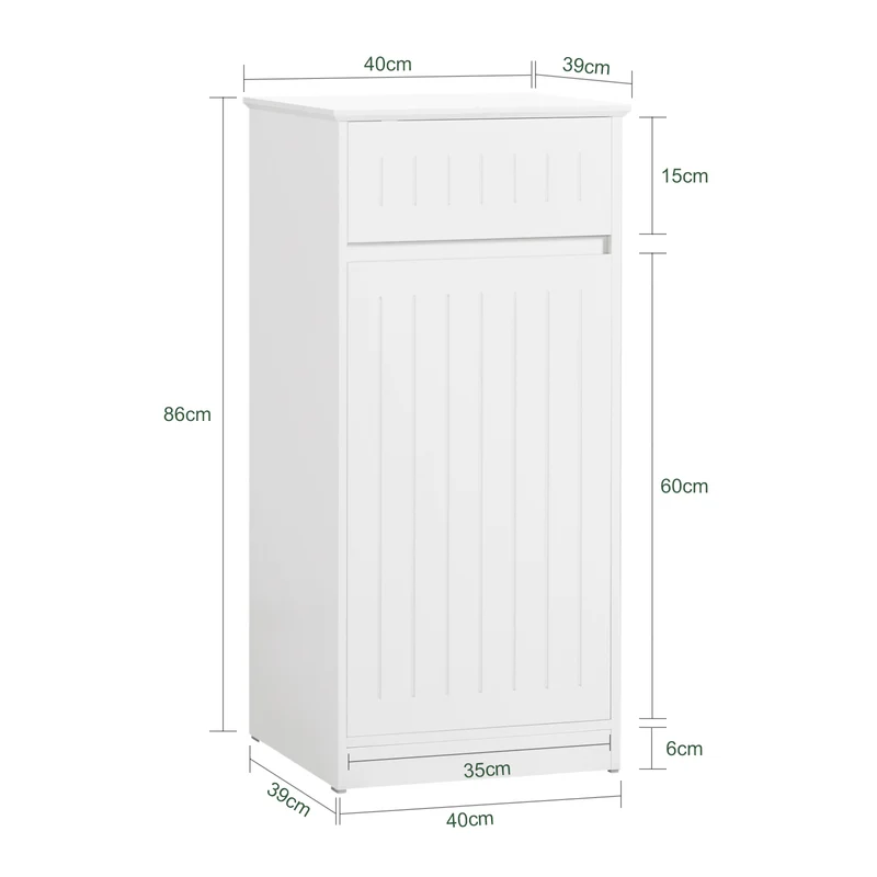 SoBuy BZR110-W Cesto para Ropa Sucia con 1 Cesto y 1 Cajón Blanco