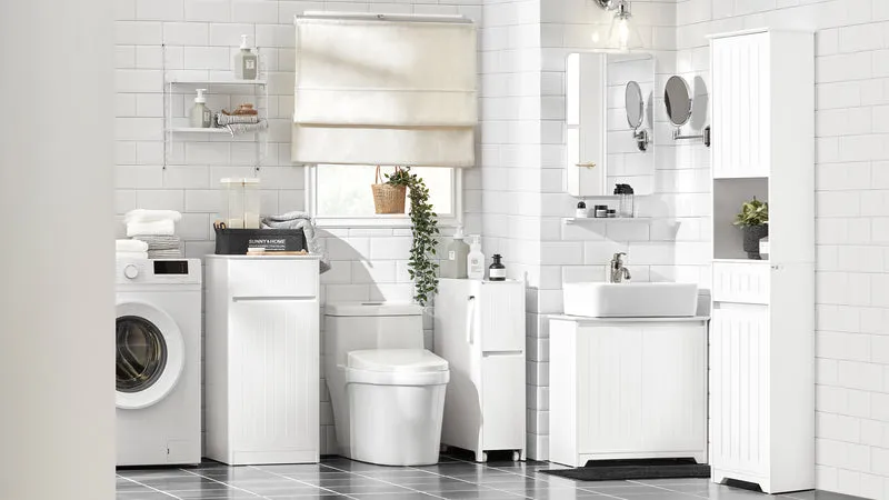SoBuy BZR110-W Cesto para Ropa Sucia con 1 Cesto y 1 Cajón Blanco