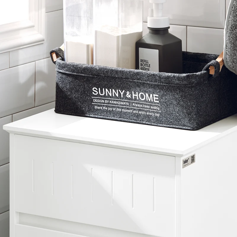 SoBuy BZR110-W Cesto para Ropa Sucia con 1 Cesto y 1 Cajón Blanco