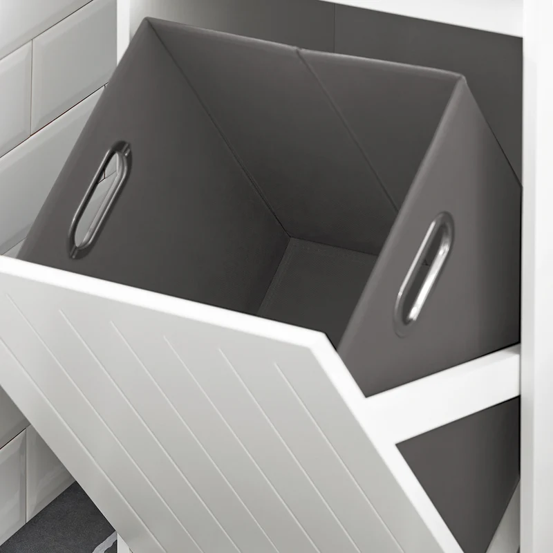 SoBuy BZR110-W Cesto para Ropa Sucia con 1 Cesto y 1 Cajón Blanco