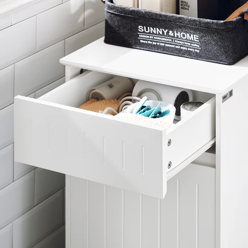 SoBuy BZR110-W Cesto para Ropa Sucia con 1 Cesto y 1 Cajón Blanco