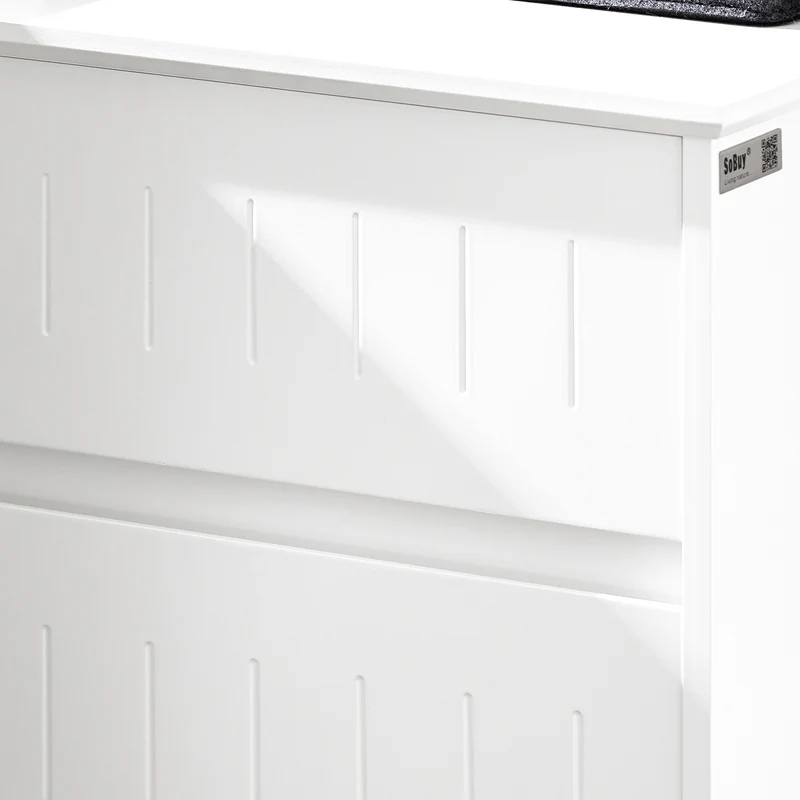 SoBuy BZR110-W Cesto para Ropa Sucia con 1 Cesto y 1 Cajón Blanco