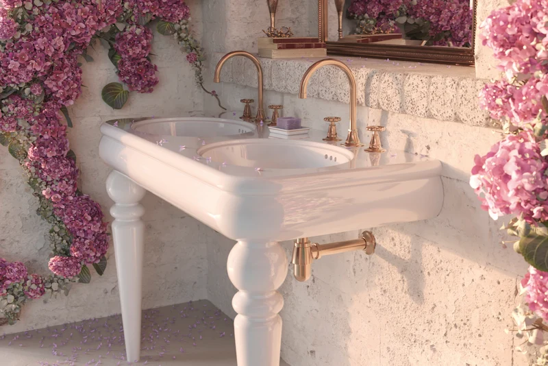 Lavabo Grande Doble Seno 120cm Romantica - Balneo Toscia Estilo Vintage