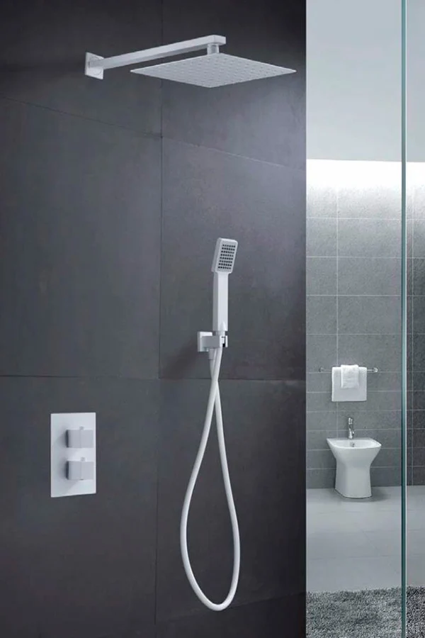 Conjunto Ducha Empotrado Termostático Blanco Mate Cies - Imex