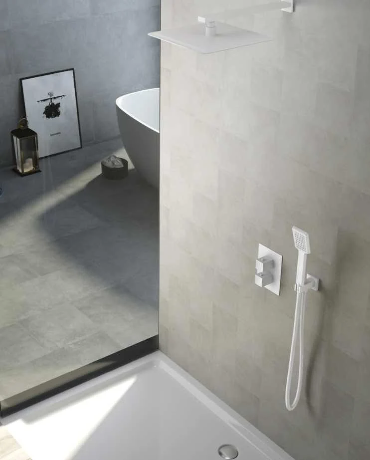 Conjunto Ducha Empotrado Termostático Blanco Mate Cies - Imex
