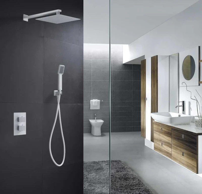 Conjunto Ducha Empotrado Termostático Blanco Mate Cies - Imex