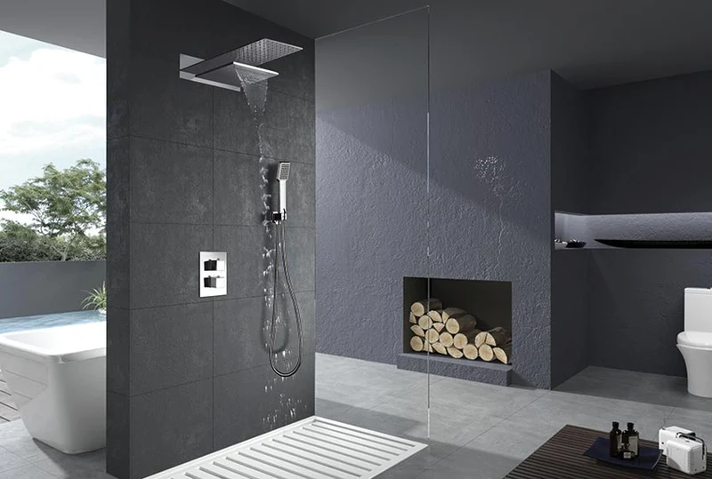 Conjunto Ducha Termostático Empotrado Cromado Rodas - Imex