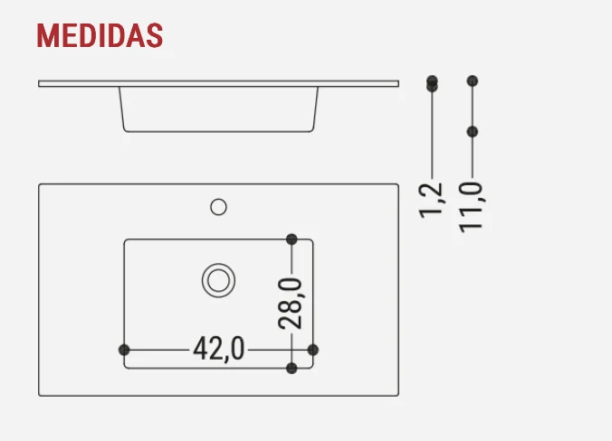 Encimera con Lavabo Encastrado Polaris Blanco Mate - Maderó Atelier Estilo Moderno