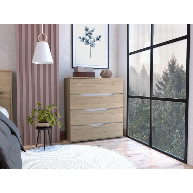 Set de 2 Organizadores Zory, Beige y Blanco, con Cuatro Cajones