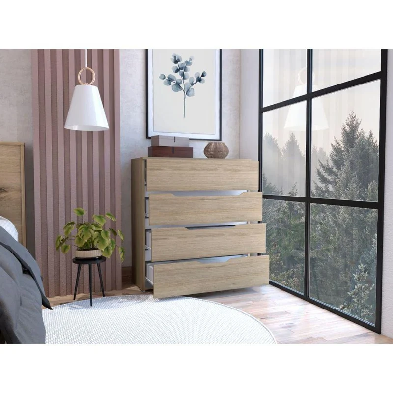 Set de 2 Organizadores Zory, Beige y Blanco, con Cuatro Cajones