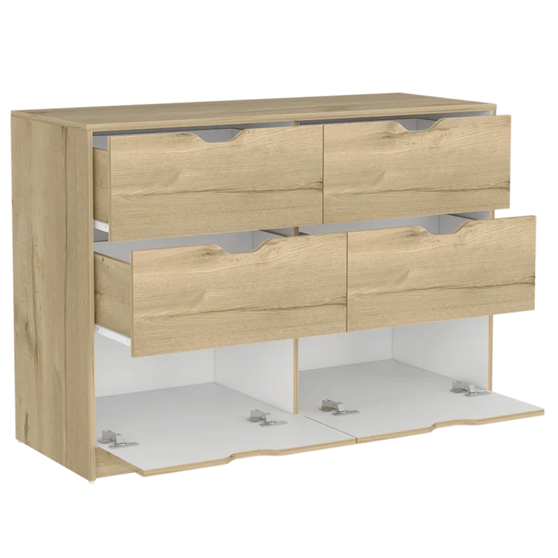 Set de 2 Organizadores Brasilia, Café Claro y Blanco Duqueza, con Cuatro Cajones Multiusos Deslizables