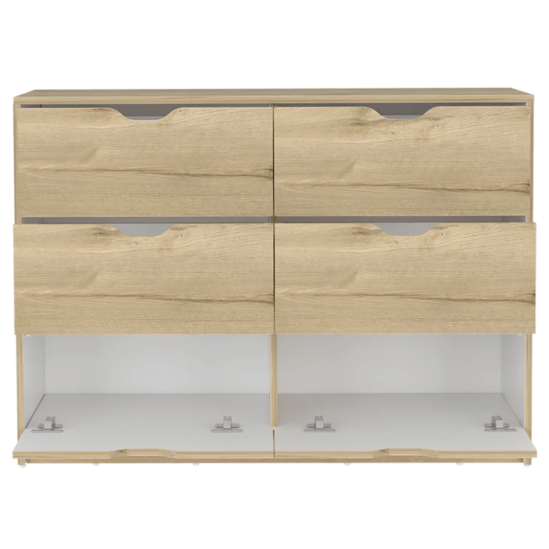Set de 2 Organizadores Brasilia, Café Claro y Blanco Duqueza, con Cuatro Cajones Multiusos Deslizables