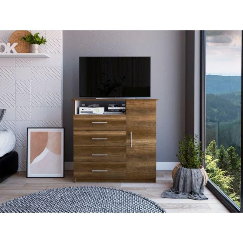 Set de 2 Organizadores Barlovento, Cobre y Blanco, con Cuatro Cajones y una Puerta