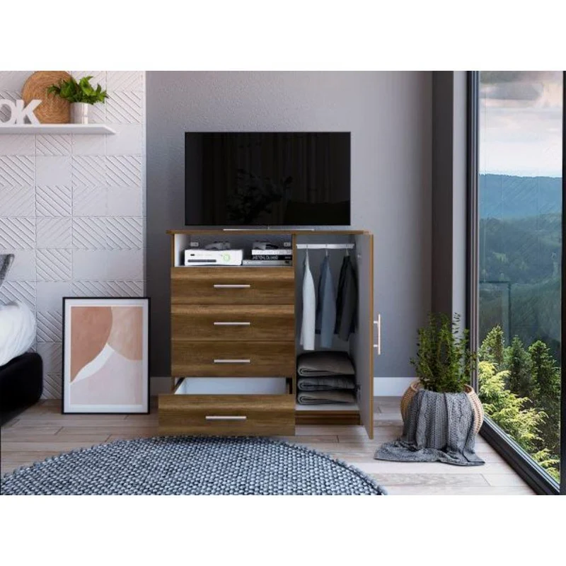Set de 2 Organizadores Barlovento, Cobre y Blanco, con Cuatro Cajones y una Puerta