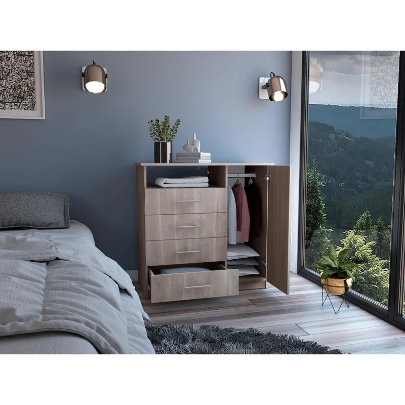 Set de 2 Organizadores Barlovento, Bardolino y Blanco, con Cuatro Cajones y una Puerta