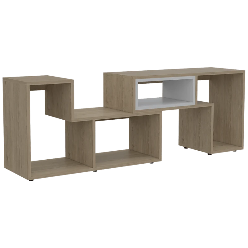 Combo para Sala, Ascher, Incluye Biblioteca, Mesa de Centro, Panel y Mesa para TV, Beige y Blanco