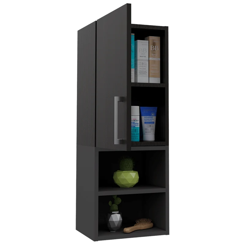 Set de 2 Gabinetes de Baño Oporto, Wengue y Plata Oscuro, con Espacio para Guardar Objetos de Aseo Personal