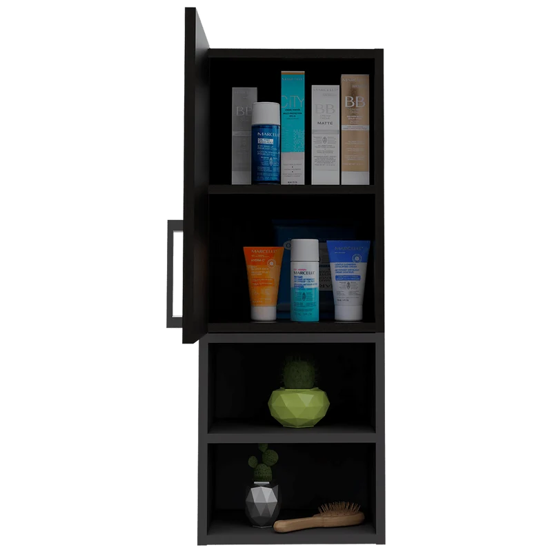 Set de 2 Gabinetes de Baño Oporto, Wengue y Plata Oscuro, con Espacio para Guardar Objetos de Aseo Personal