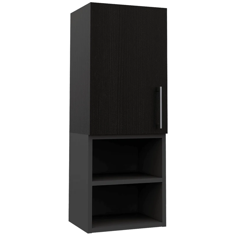 Set de 2 Gabinetes de Baño Oporto, Wengue y Plata Oscuro, con Espacio para Guardar Objetos de Aseo Personal