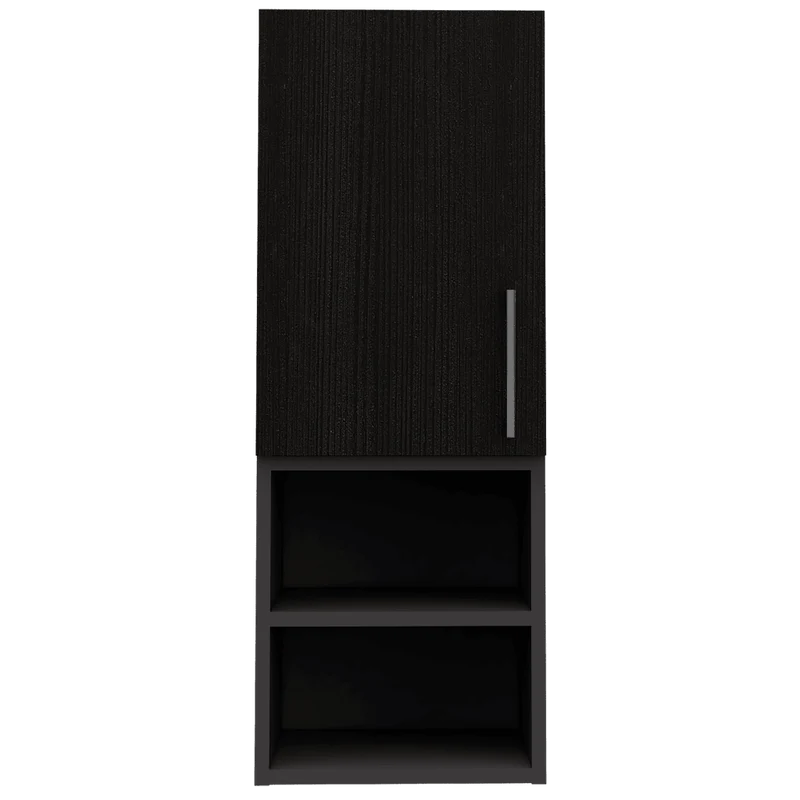 Set de 2 Gabinetes de Baño Oporto, Wengue y Plata Oscuro, con Espacio para Guardar Objetos de Aseo Personal
