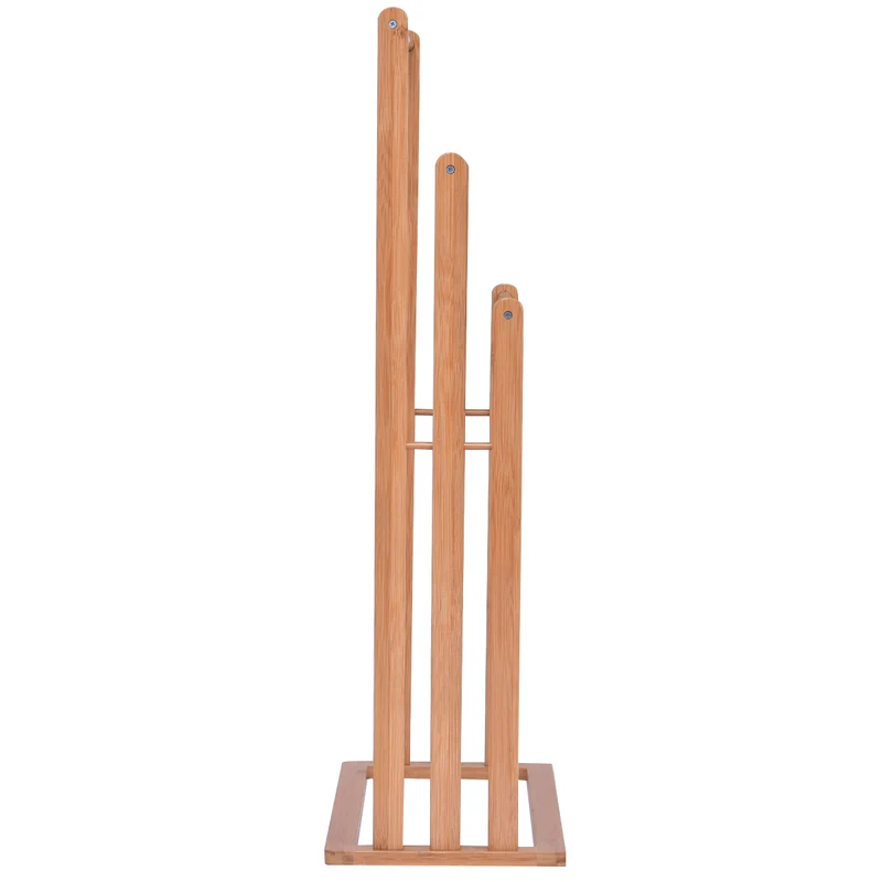 Costway - Toallero, Toallero Baño, Toallero madera, Toalla Organizador de Pie 3 Brazos en Baño, de Bambú y Acero