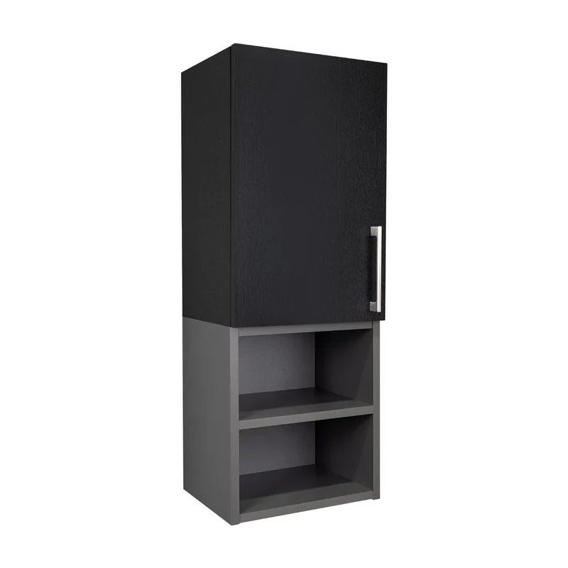 Gabinete de Baño Oporto, Wengue y Plata Oscuro, con espacio para guardar objetos de aseo personal