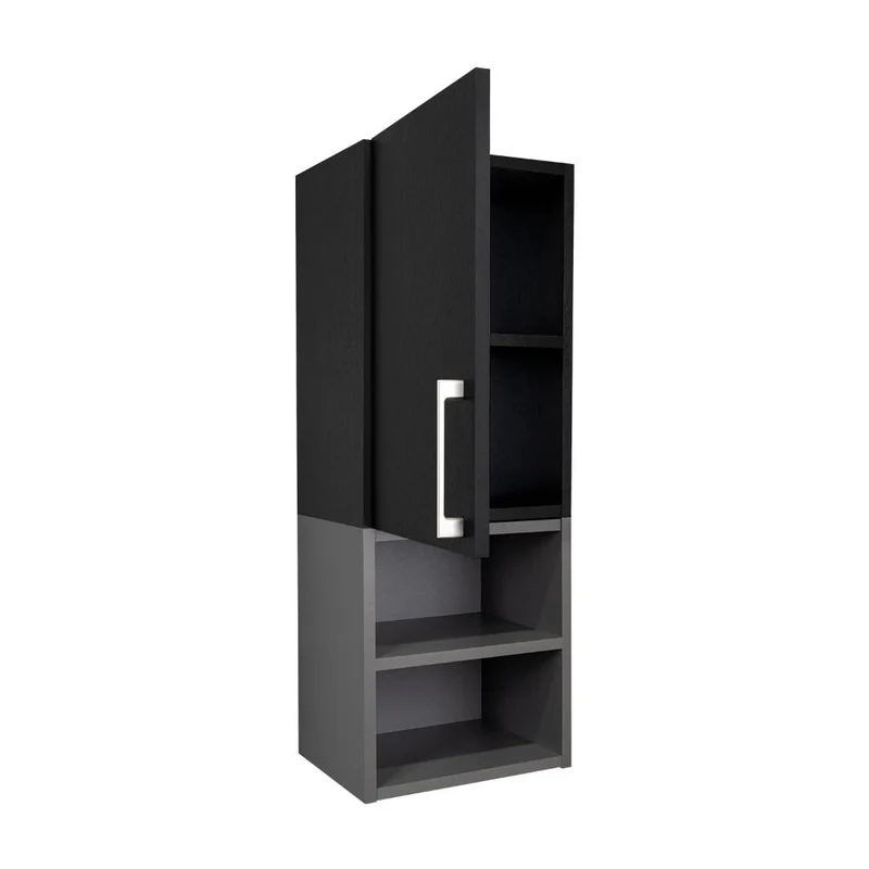 Gabinete de Baño Oporto, Wengue y Plata Oscuro, con espacio para guardar objetos de aseo personal