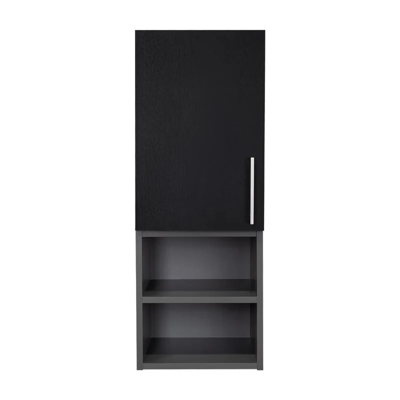 Gabinete de Baño Oporto, Wengue y Plata Oscuro, con espacio para guardar objetos de aseo personal