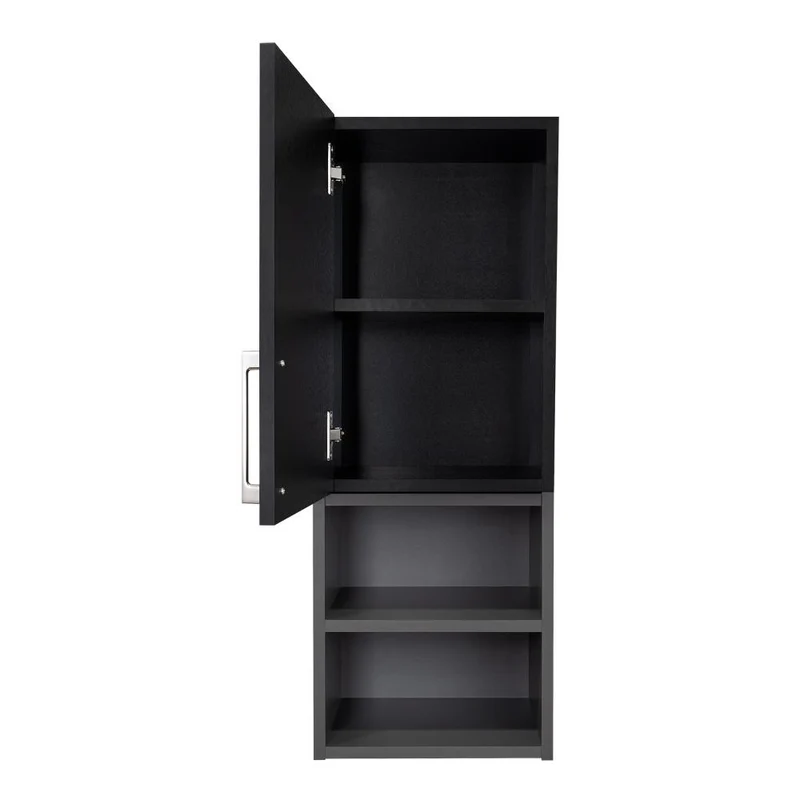 Gabinete de Baño Oporto, Wengue y Plata Oscuro, con espacio para guardar objetos de aseo personal