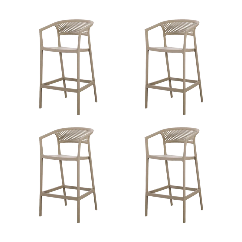 Set de 4 Sillas para Bar Salvador, Taupe, con Reposa Pies Doble Proposito