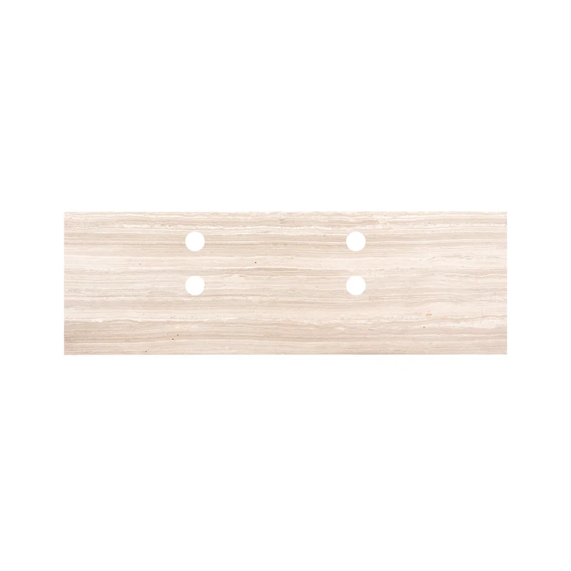 Placa de lavabo de mármol Marcel - Mármol beige - 120cm - Con agujeros