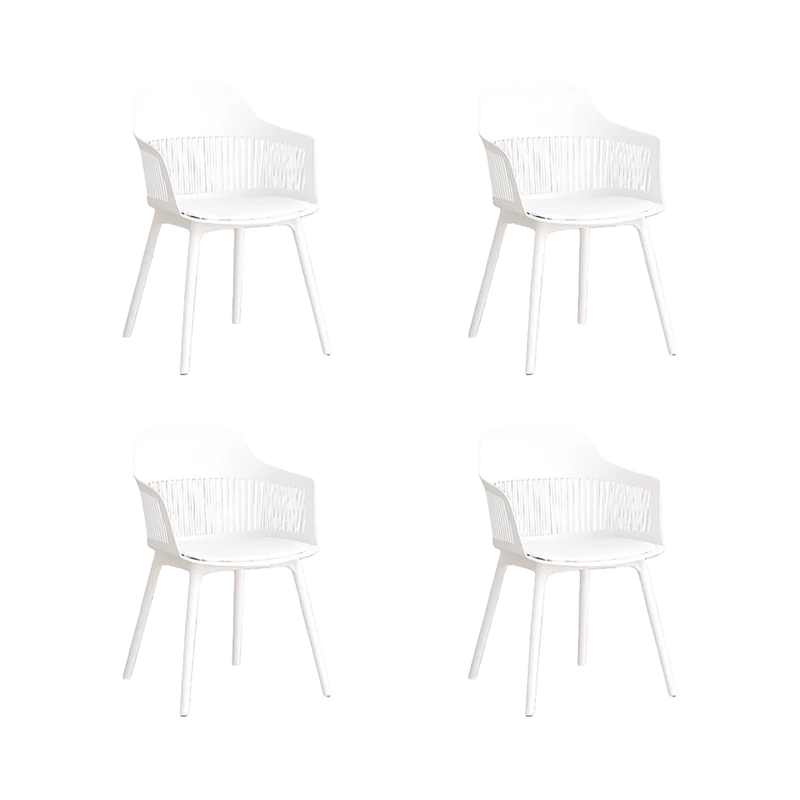 Set de 4 Sillas con Cojín Max, Color Blanco, con Espaldar en Rejilla
