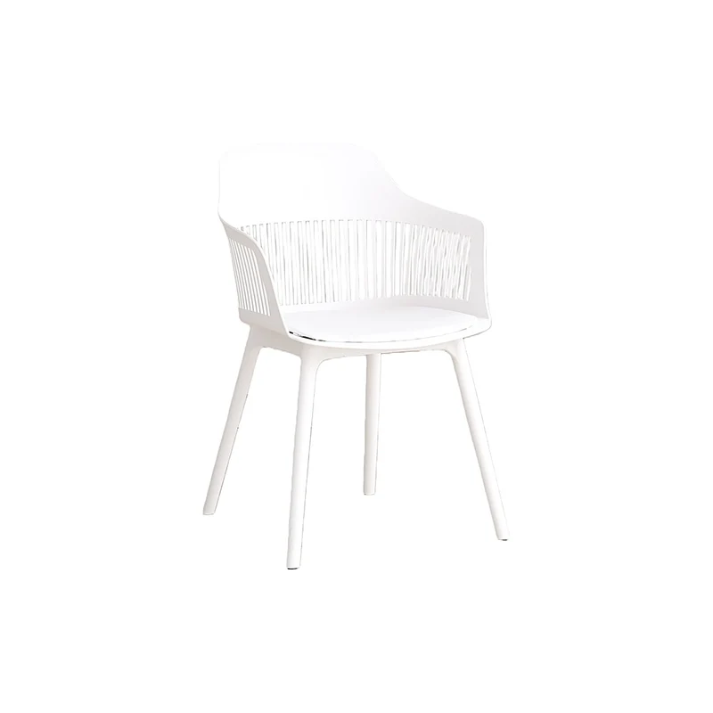Set de 4 Sillas con Cojín Max, Color Blanco, con Espaldar en Rejilla
